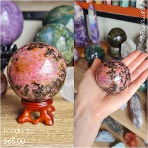 Crystal Spheres: Rhodonite Sphere 55mm