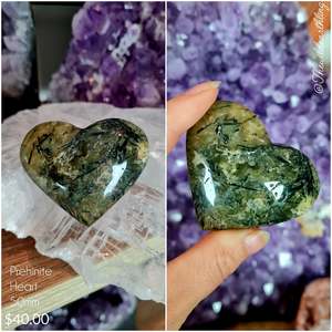 Crystal Heart Collection: Prehinite Heart 50mm