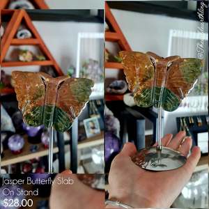 Crystal Stars And Moons: Jasper Butterfly Slab on Stand