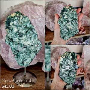 Crystal Stars And Moons: Moss Agate Slab