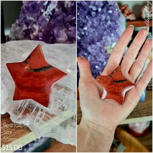 Crystal Stars And Moons: Red Jasper Star 55mm
