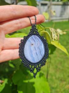 Crystal Jewelry: Blue Lace Agate Wrapped in Black