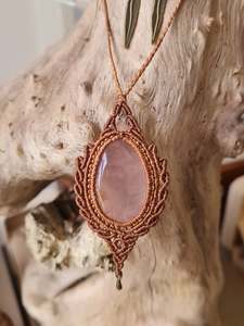Crystal Jewelry: Rose Quartz Wrapped in Caramel