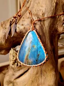 Labradorite Wrapped in Caramel & Cream