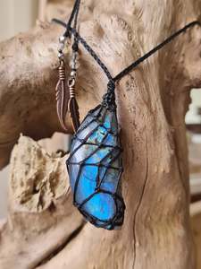Crystal Jewelry: Labradorite Wrapped in Black