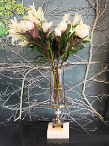 Côte Noire Gold & White Marble Bottom Urn