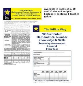Products: Screen 4 (Y7&8) Assessment 10 Pack (Odd)