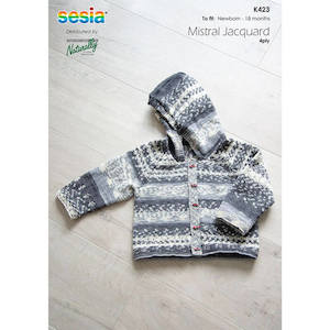 Naturally - K423 - Raglan Cardigan with Hood Pattern
