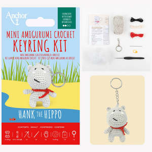 Hank the Hippo - Anchor Mini Amigurumi Keyring Kit