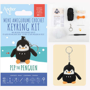 Patterns: Pip the Penguin - Anchor Mini Amigurumi Keyring Kit