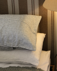 Bedding: LE LIN DARK CHARCOAL STRIPE STANDARD PILLOW CASES