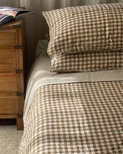 Le Lin Chocolate Gingham Standard Pillow Cases