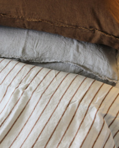 Bedding: LE LIN GINGER STRIPE DUVET