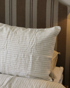Bedding: LE LIN OLIVE PINSTRIPE STANDARD PILLOW CASES