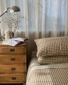 LE LIN CHOCOLATE GINGHAM DUVET