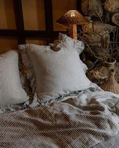 Bedding: LE LIN CHARCOAL STRIPES DUVET