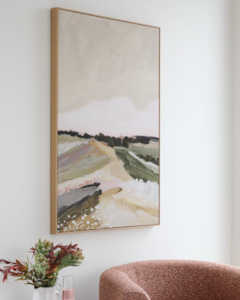 Over The Meadow Green Framed Canvas