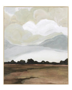 Art: TRANQUIL FIELD GREEN FRAMED CANVAS