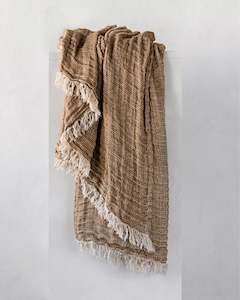 Throws: CRUSH LINEN THROW - BRUN (160x210CM)