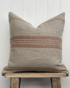 Cushions: EMPIRE HERRINGBONE CUSHION COVER - NATURAL AND RUST