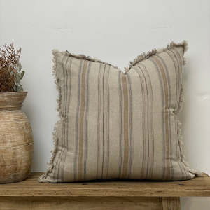 Cushions: ERIKA CUSHION COVER WITH SEPIA STRIPE