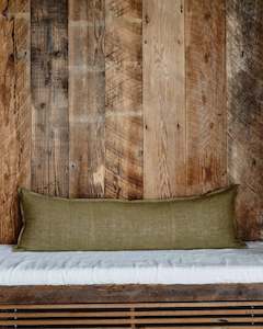 Cushions: LUCA LINEN LONG LUMBAR COVER - OLIVE