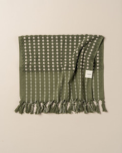 CHICKPEA HAND TOWEL - OLIVE/STONE