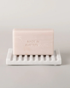 Bathroom: WHITE MARBLE RECTANGLE STRIPPED SOAP DISH