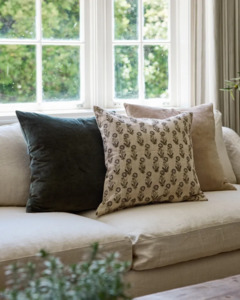 Cushions: LILANA FLORAL HANDBLOCK CUSHION COVER