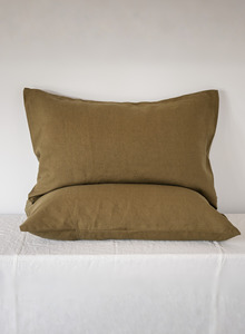LE LIN - STANDARD PILLOW CASE SET - OLIVE