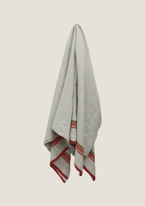 Kitchen Glassware: LINEN TABLECLOTH - RED SELVEDGE STRIPE
