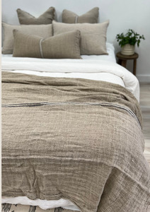 All: ANGASTON BED THROW - BLUE STRIPE 150 X 220CM