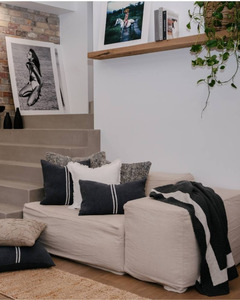 Throws: ZEN THROW - MIDNIGHT W/ OFF WHITE BORDER