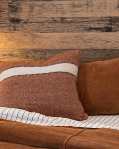 TRUMAN CUSHION - RUST W/ STRIPE 50 x 50