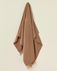 All: HOUNDSTOOTH 100% MERINO THROW - RUST & CAMEL