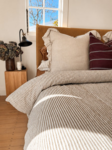 LE LIN - OLIVE THICK STRIPE DUVET
