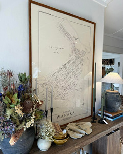 BESPOKE WANAKA MAP IN OAK FRAME