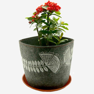 Products: Eco Felt Plant Grow Bag - Grey Pohutukawa Design - Think Eco