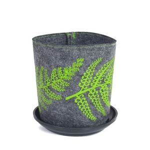 Products: Green Fern on Mid Grey – Eco felt Growbag - Think Eco