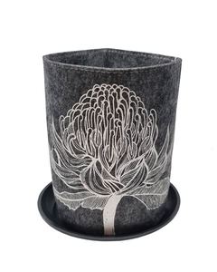 Products: White Waratah on Grey - Ecofelt Growbag - Think Eco