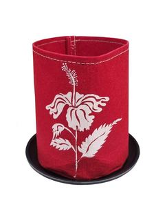 Products: White Hibiscus on Red – Eco Felt Grow Bag - Think Eco
