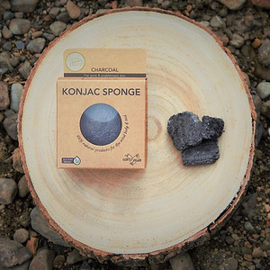 Products: Konjac Facial Sponge - Activated Charcoal (For Acne Prone Skin) - Think Eco
