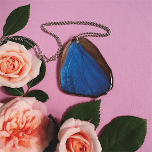 Products: Morpho Butterfly Pendant Necklace - Botanical Jewellery The Third Room