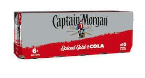 Rum Rtds: CAPTAIN MORGAN ORIGINAL SPICED & COLA 6% 10 PACK CAN 330ML