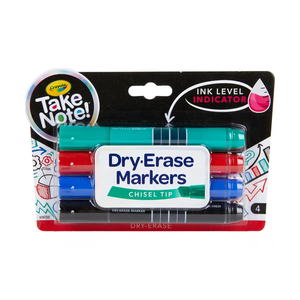 Crayola Whiteboard Markers Chisel Tip Assorted Colours 4 Pack