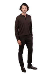 Chinos Trousers: Tyler Birdseye Chino - Chocolate