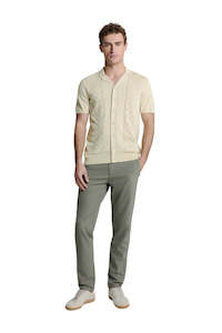 Polos Tees: Pullover Short Sleeve Full Button Polo Solid Jacquard - Cement
