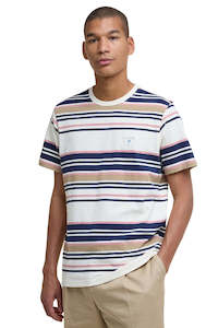 Aickmen Tailored Striped T-Shirt - Whisper White