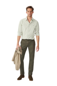 Shirts Long Sleeved: Sommers Regular Poplin Shirt - White/Green