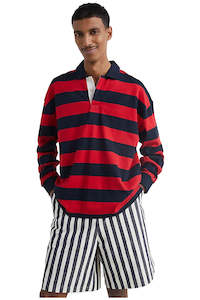 Shirts Short Sleeved: Block Striped Rugby Jersey